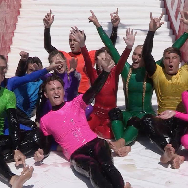 people on slip and slide